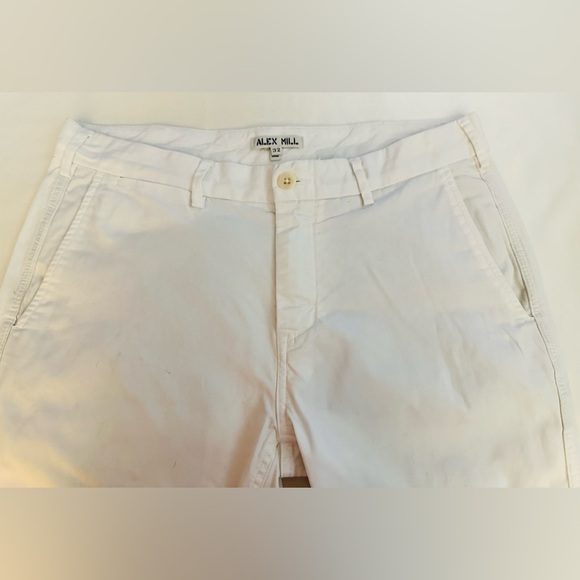 $145 ALEX MILL Pants Mens 32x30” Flat Front Chino Oat Milk Stretch Tapered Hem - Picture 7 of 12